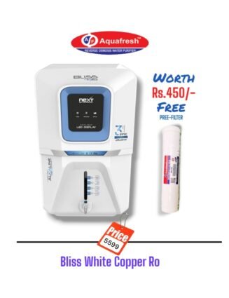 Bliss White Copper Ro Water Purifier | Pro Series | One year Warranty on RO Pump and Electric Power Supply | Consumables are chargeable | Free Installation worth Rs.549 and Two Times Free Home Service Visits (250×2=Rs.500 Free)