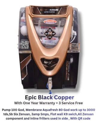 EPIC Black Copper Ro Water Purifier | Premium Series | One year Warranty on RO Pump and Electric Power Supply | Consumables are chargeable | Free Installation worth Rs.549 and Two Times Free Home Service Visits (250×2=Rs.500 Free)