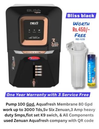 Bliss Black Copper Ro Water Purifier | One year Warranty on RO Pump and Electric Power Supply | Consumables are chargeable | Free Installation worth Rs.549 and Three Times Free Home Service Visits (250×3=Rs.750 Free)