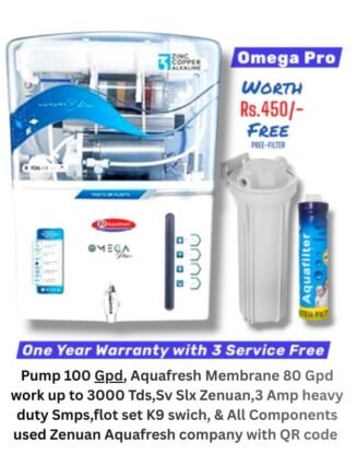 Omega Pro White Copper Ro Water Purifier | One year Warranty on RO Pump and Electric Power Supply | Consumables are chargeable | Free Installation worth Rs.549 and Three Times Free Home Service Visits (250×3=Rs.750 Free)
