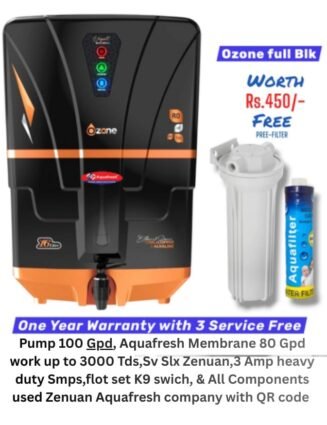 OzoneBlack Copper Ro Water Purifier | One year Warranty on RO Pump and Electric Power Supply | Consumables are chargeable | Free Installation worth Rs.549 and Three Times Free Home Service Visits (250×3=Rs.750 Free)