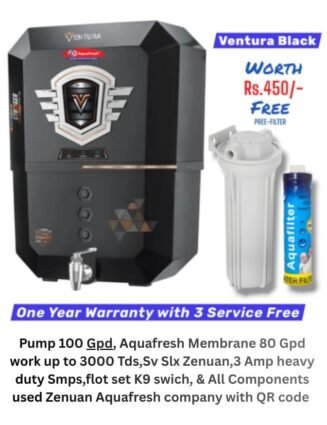 Ventura Black Copper Ro Water Purifier | One year Warranty on RO Pump and Electric Power Supply | Consumables are chargeable | Free Installation worth Rs.549 and Three Times Free Home Service Visits (250×3=Rs.750 Free)
