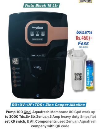Vista Pro 18Ltr Black Digi Copper + Alkaline Ro Water Purifier | One year Warranty on RO Pump and Electric Power Supply | Consumables are chargeable | Free Installation worth Rs.549 and Three Times Free Home Service Visits (250×3=Rs.750 Free)